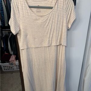Kindred Bravely Cream Striped Midi Dress